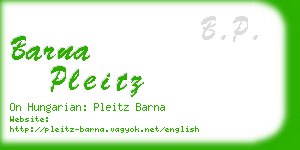 barna pleitz business card
